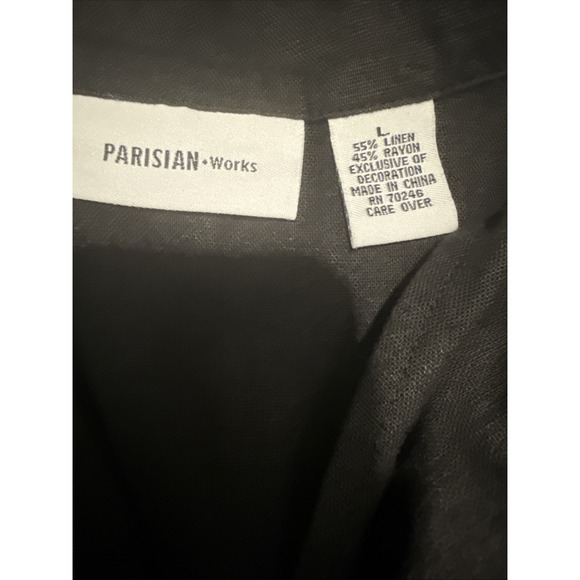 Parisian‎ Works Women's Multicolor Floral Embroidery Top Black Large - Picture 5 of 8